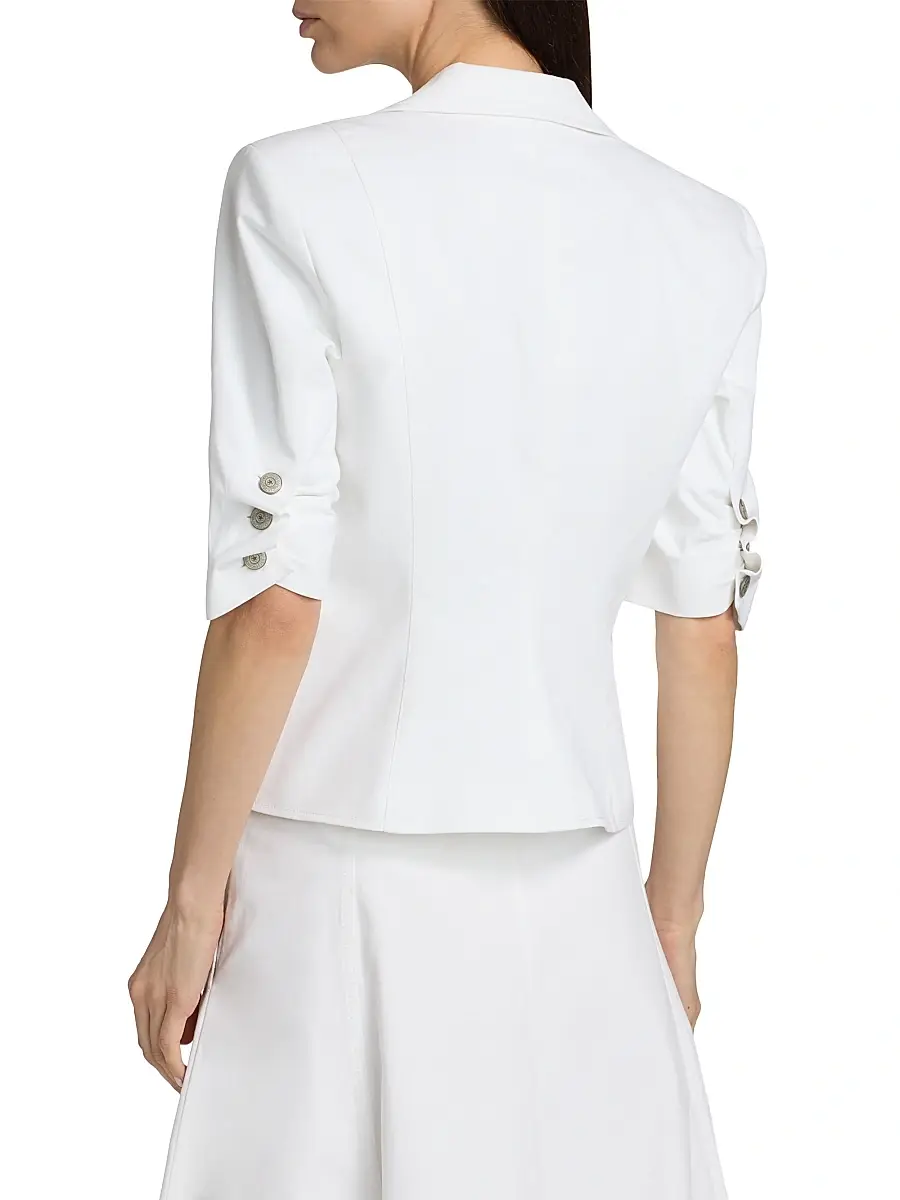 Cinq à Sept Women's Khloe Striped Floral Appliqué Petit Blazer | Thumbnail 5 Cinq à Sept Women's Khloe Striped Floral Appliqué Petit Blazer | Thumbnail 5