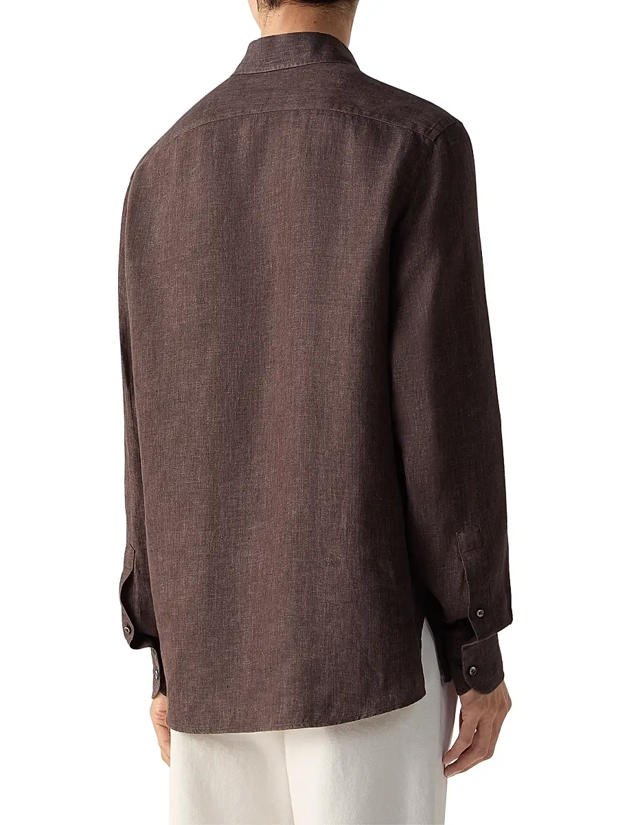 Zegna Men's Oasi Lino Polo Shirt | Thumbnail 5 Zegna Men's Oasi Lino Polo Shirt | Thumbnail 5