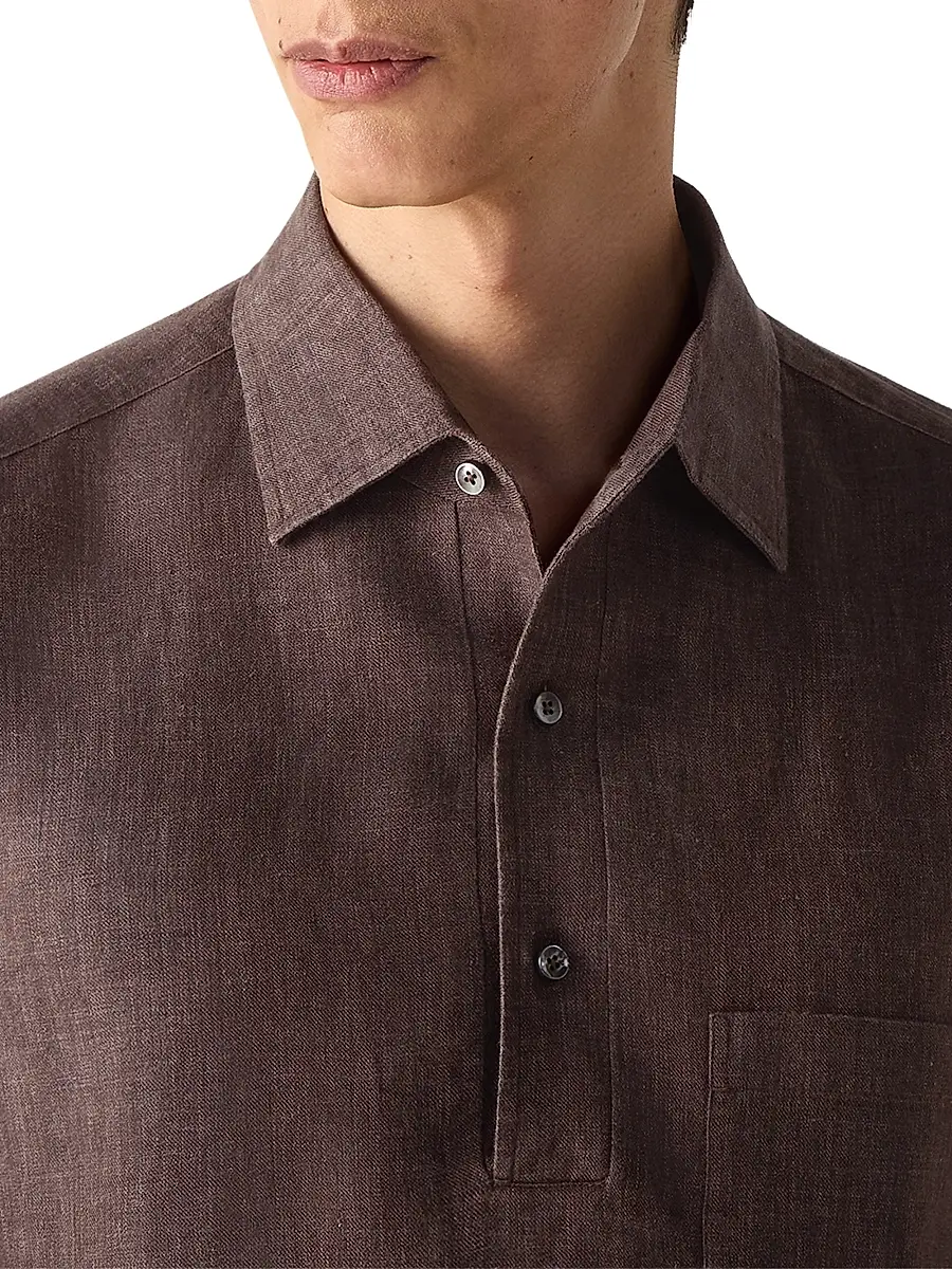 Zegna Men's Oasi Lino Polo Shirt | Thumbnail 6 Zegna Men's Oasi Lino Polo Shirt | Thumbnail 6