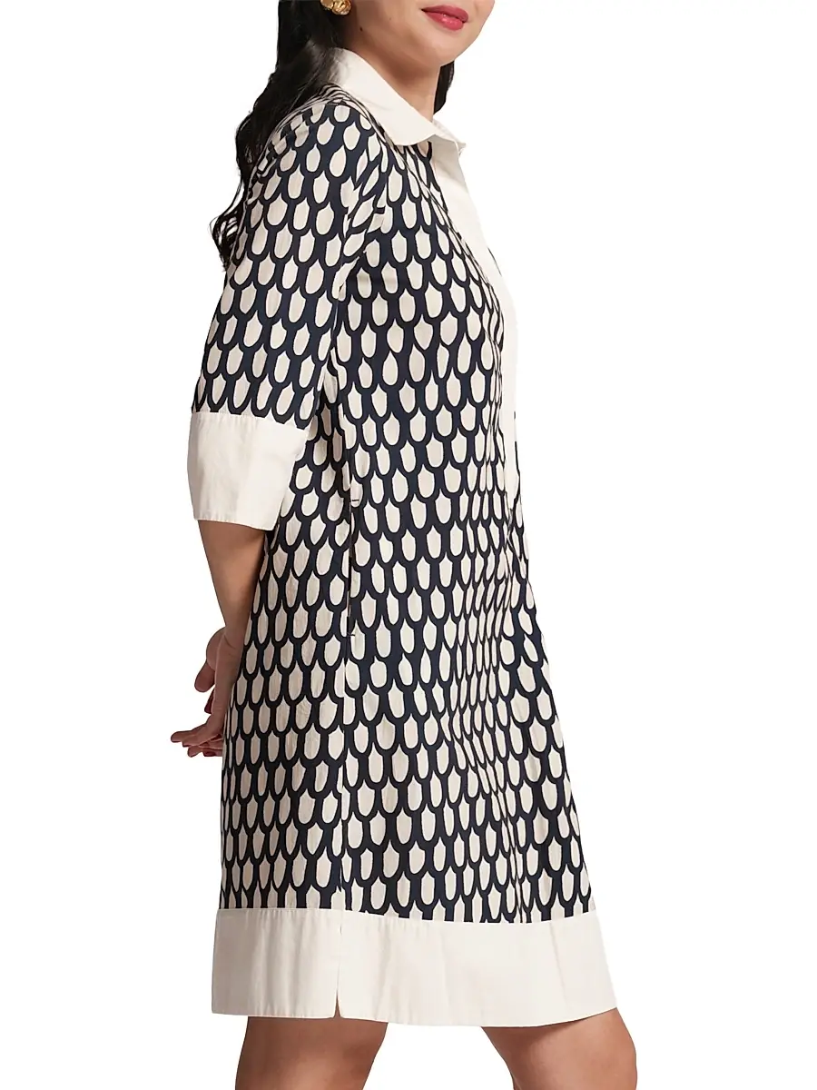 Frances Valentine Women's Tracey Loop-Print Cotton Poplin Minidress - Navy Multi | Thumbnail 2