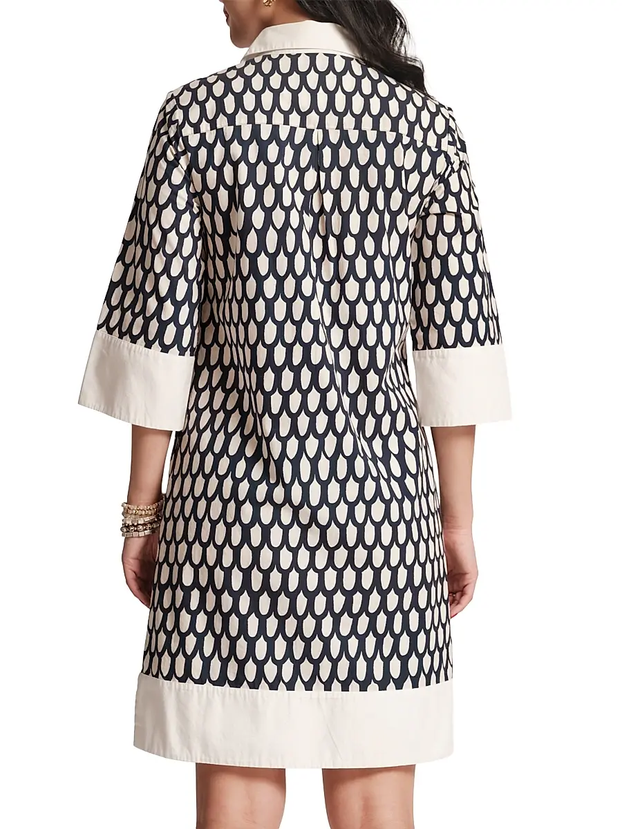 Frances Valentine Women's Tracey Loop-Print Cotton Poplin Minidress - Navy Multi | Thumbnail 3