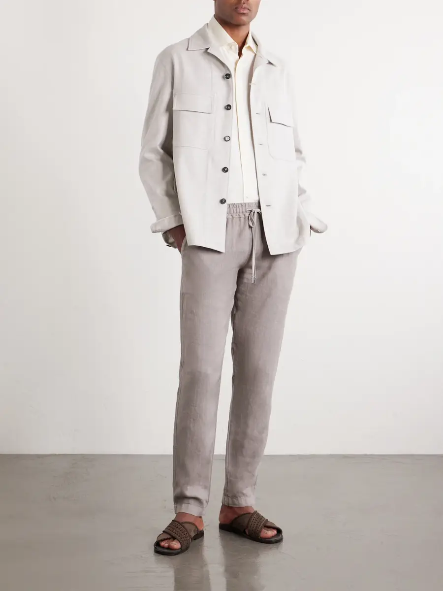 Thom Sweeney Straight-Leg Linen Drawstring Trousers - Men | Thumbnail 2 Thom Sweeney Straight-Leg Linen Drawstring Trousers - Men | Thumbnail 2
