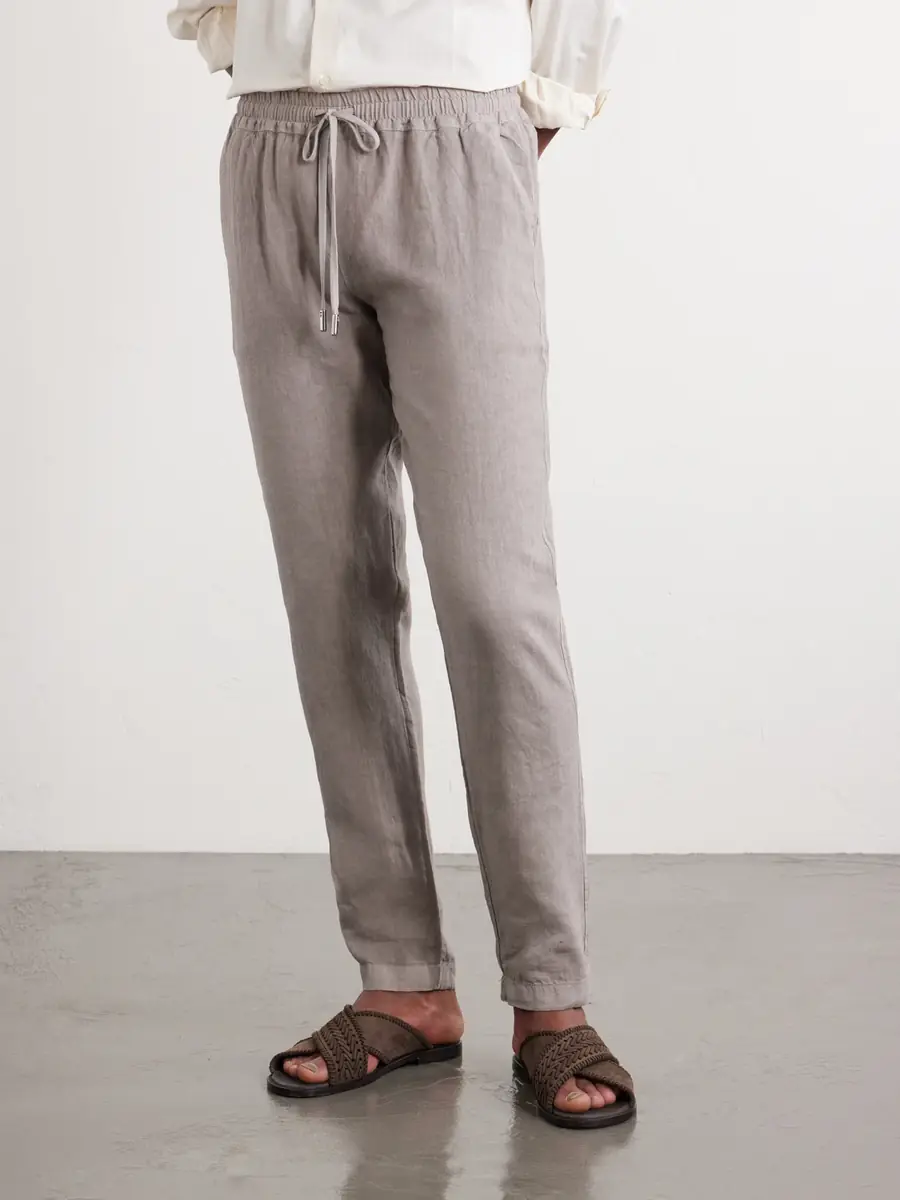 Thom Sweeney Straight-Leg Linen Drawstring Trousers - Men | Thumbnail 3 Thom Sweeney Straight-Leg Linen Drawstring Trousers - Men | Thumbnail 3