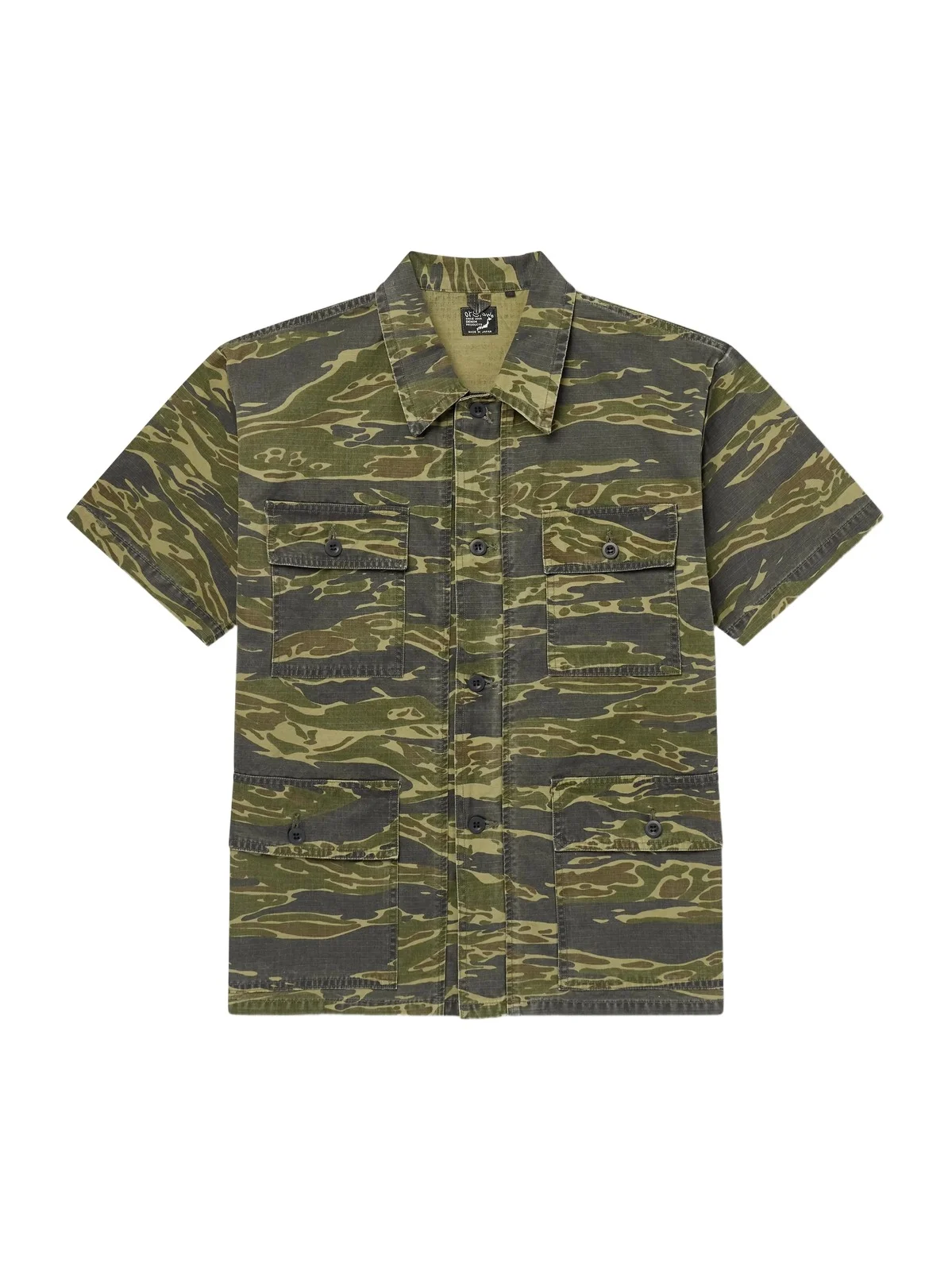 Camouflage-Print Cotton-Riptop Shirt - Men Camouflage-Print Cotton-Riptop Shirt - Men