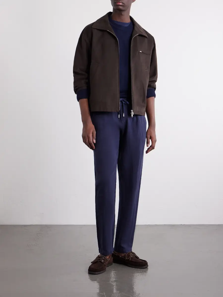 Thom Sweeney Straight-Leg Linen Drawstring Trousers - Men | Thumbnail 2
