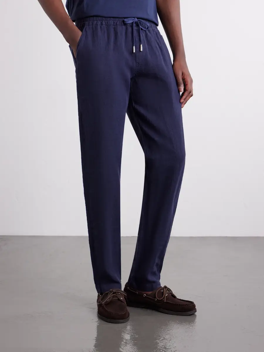 Thom Sweeney Straight-Leg Linen Drawstring Trousers - Men | Thumbnail 3