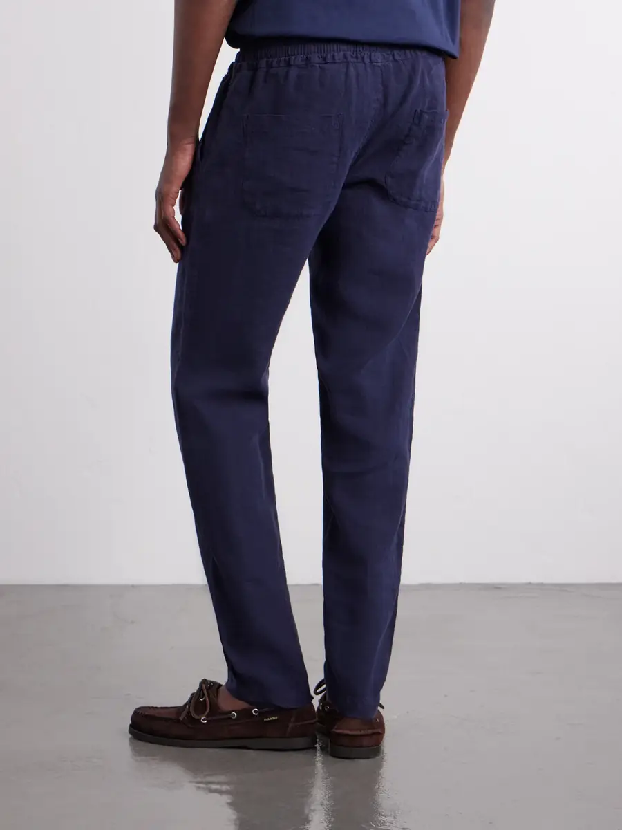 Thom Sweeney Straight-Leg Linen Drawstring Trousers - Men | Thumbnail 4