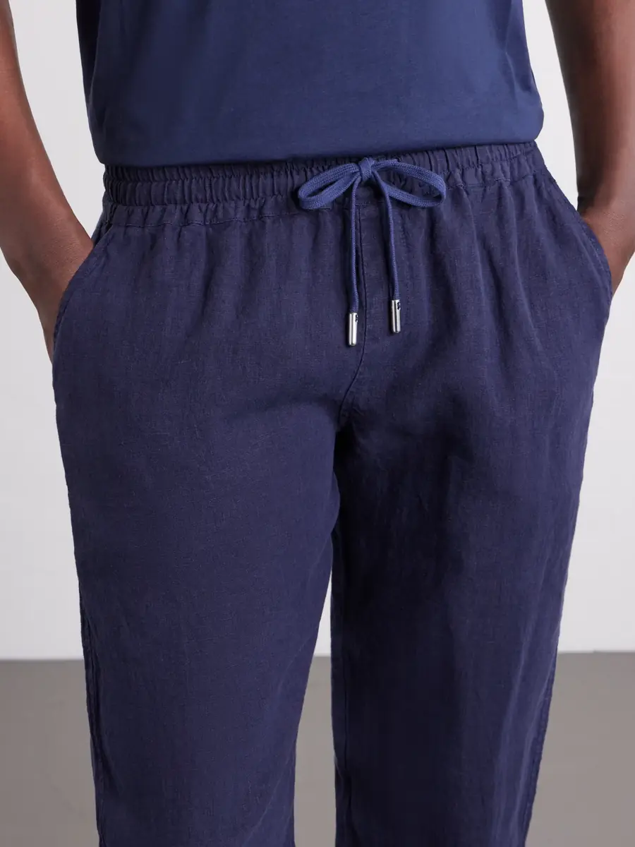 Thom Sweeney Straight-Leg Linen Drawstring Trousers - Men | Thumbnail 5