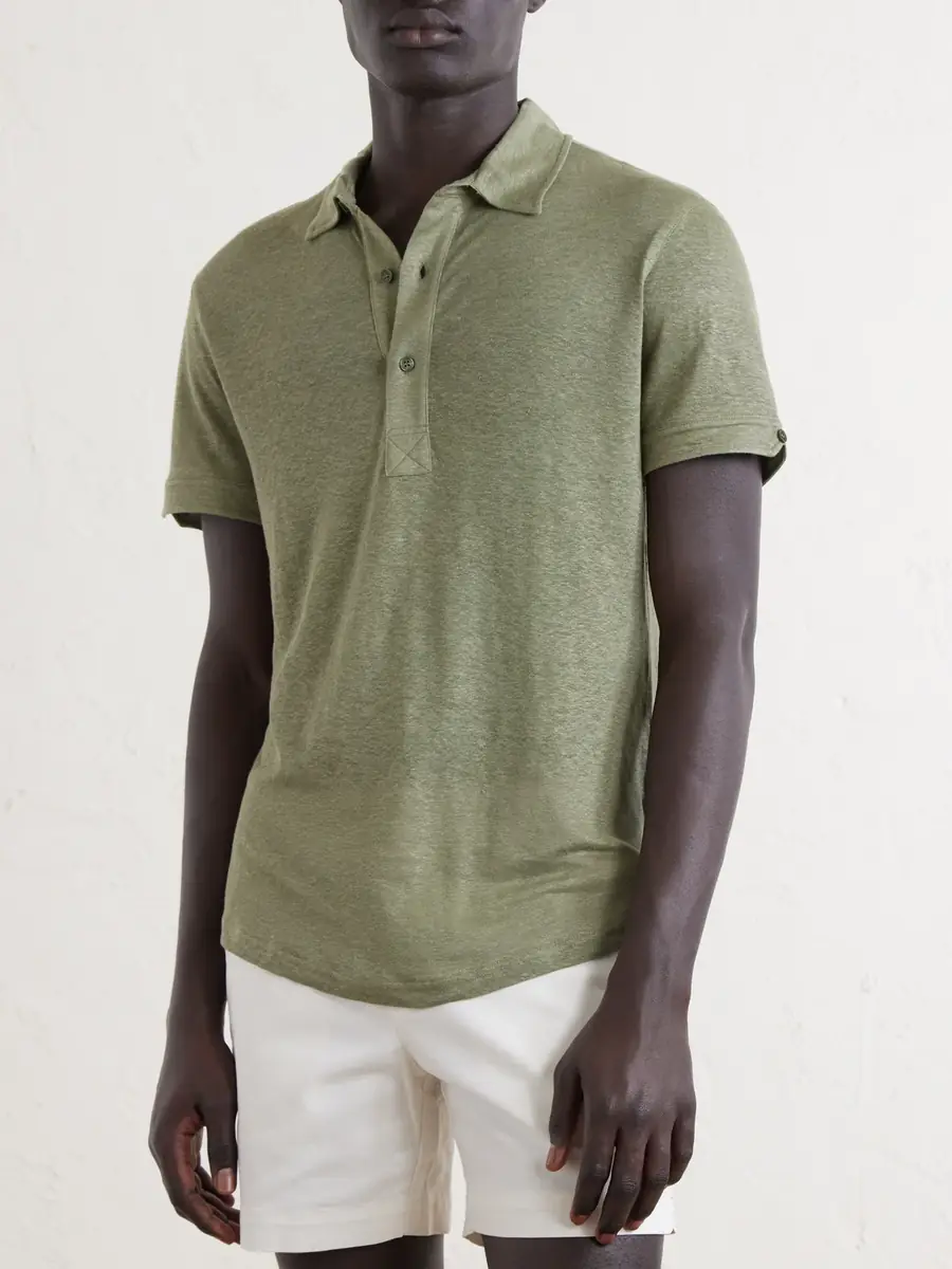 Orlebar Brown Sebastian Linen-Jersey Polo Shirt - Men | Thumbnail 3