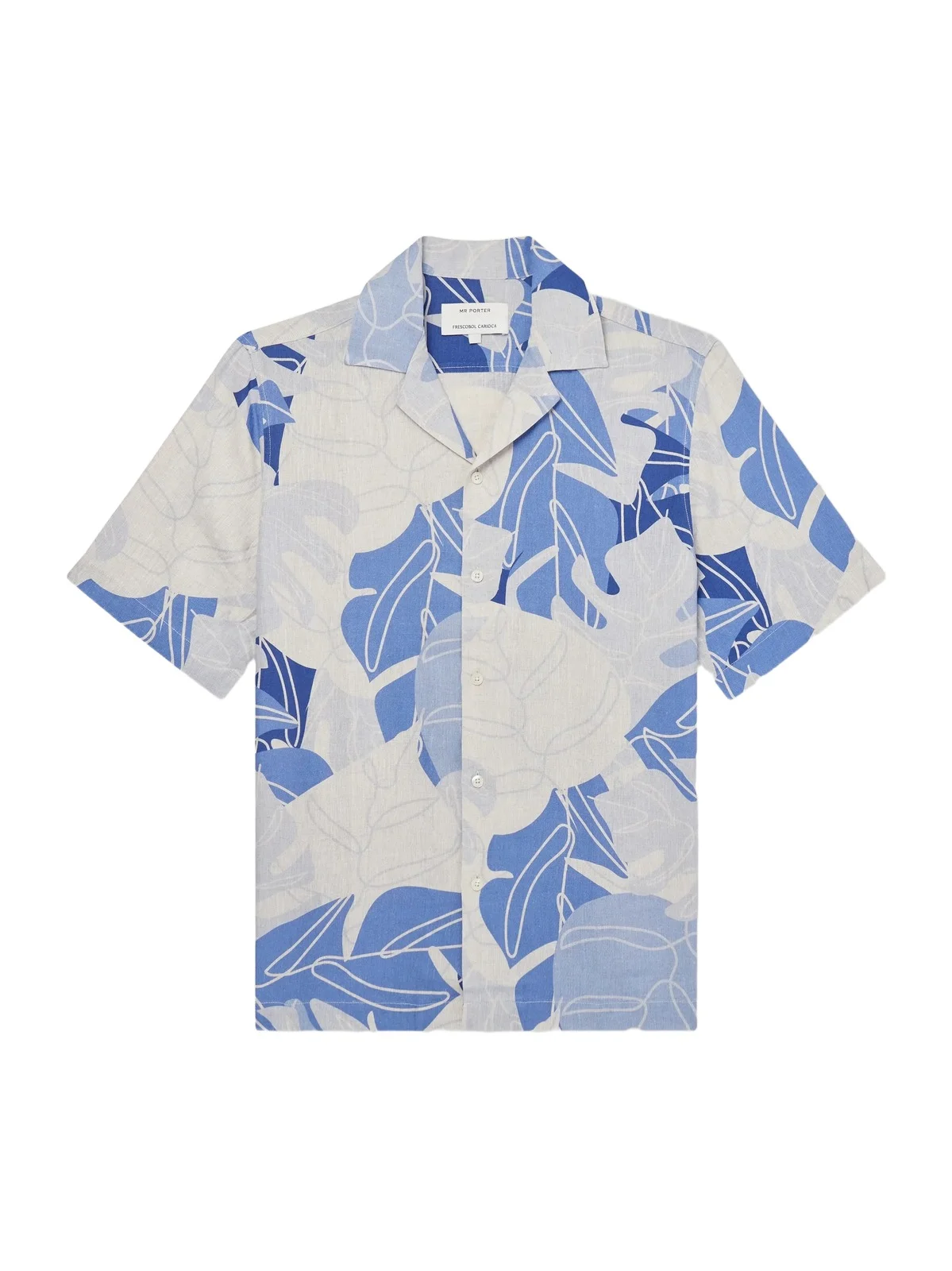 Roberto Camp-Collar Printed Linen Shirt - Men Roberto Camp-Collar Printed Linen Shirt - Men