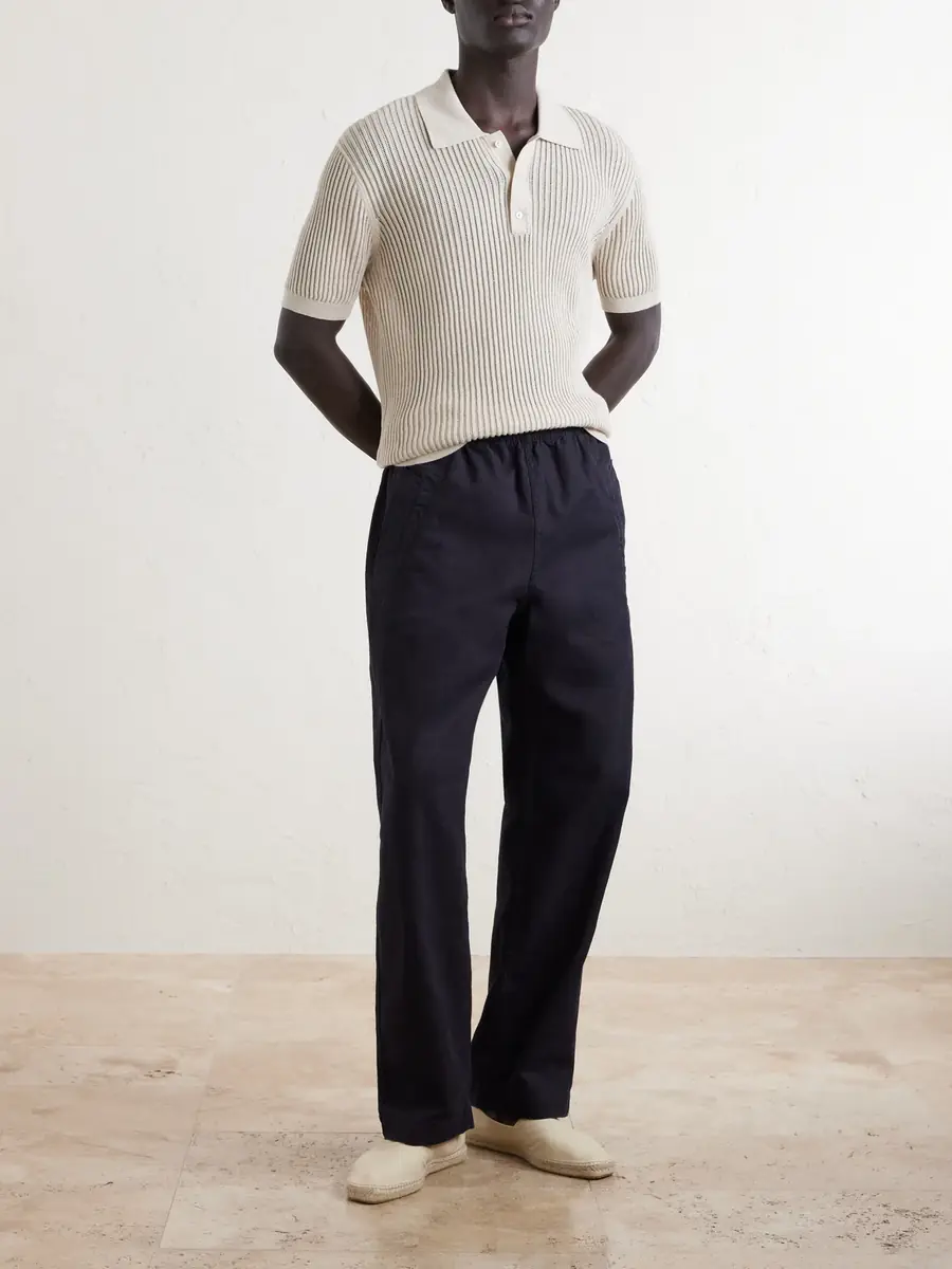 Frescobol Carioca Vidal Ribbed Cotton and Linen-Blend Polo Shirt - Men | Thumbnail 2 Frescobol Carioca Vidal Ribbed Cotton and Linen-Blend Polo Shirt - Men | Thumbnail 2