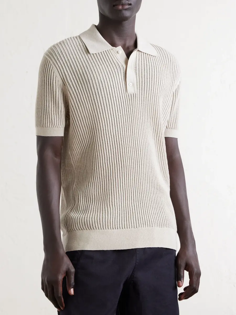 Frescobol Carioca Vidal Ribbed Cotton and Linen-Blend Polo Shirt - Men | Thumbnail 3 Frescobol Carioca Vidal Ribbed Cotton and Linen-Blend Polo Shirt - Men | Thumbnail 3