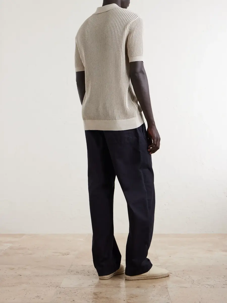 Frescobol Carioca Vidal Ribbed Cotton and Linen-Blend Polo Shirt - Men | Thumbnail 4 Frescobol Carioca Vidal Ribbed Cotton and Linen-Blend Polo Shirt - Men | Thumbnail 4