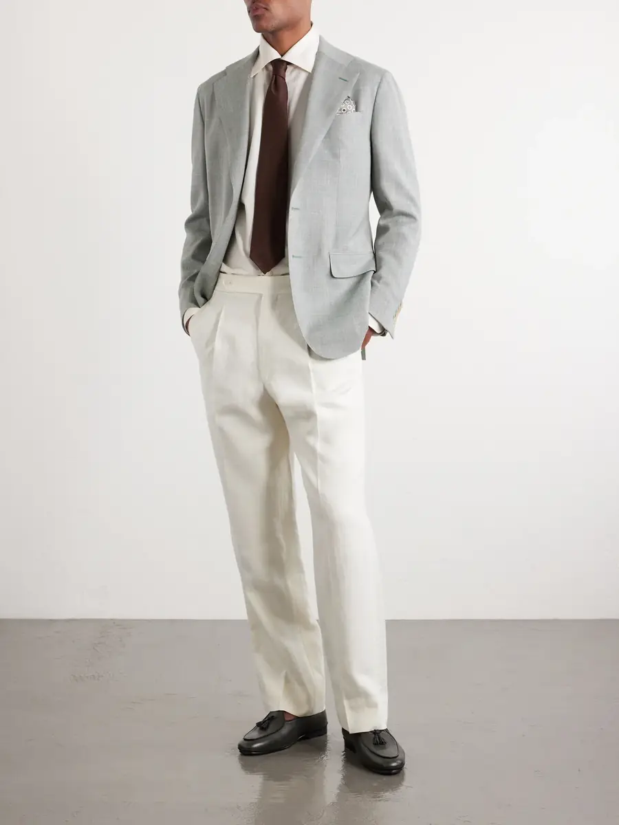 Thom Sweeney Wool, Silk and Linen-Blend Blazer - Men | Thumbnail 2 Thom Sweeney Wool, Silk and Linen-Blend Blazer - Men | Thumbnail 2