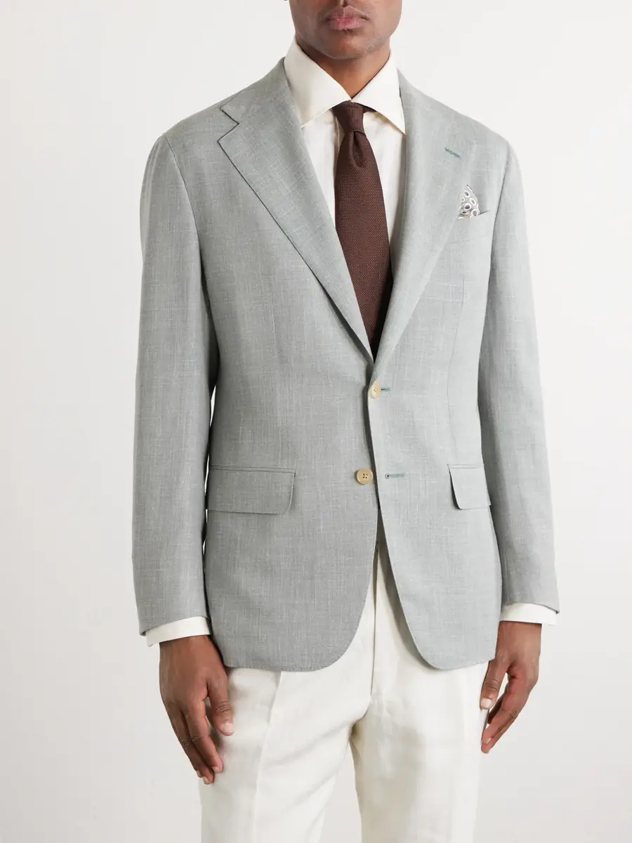 Thom Sweeney Wool, Silk and Linen-Blend Blazer - Men | Thumbnail 3 Thom Sweeney Wool, Silk and Linen-Blend Blazer - Men | Thumbnail 3