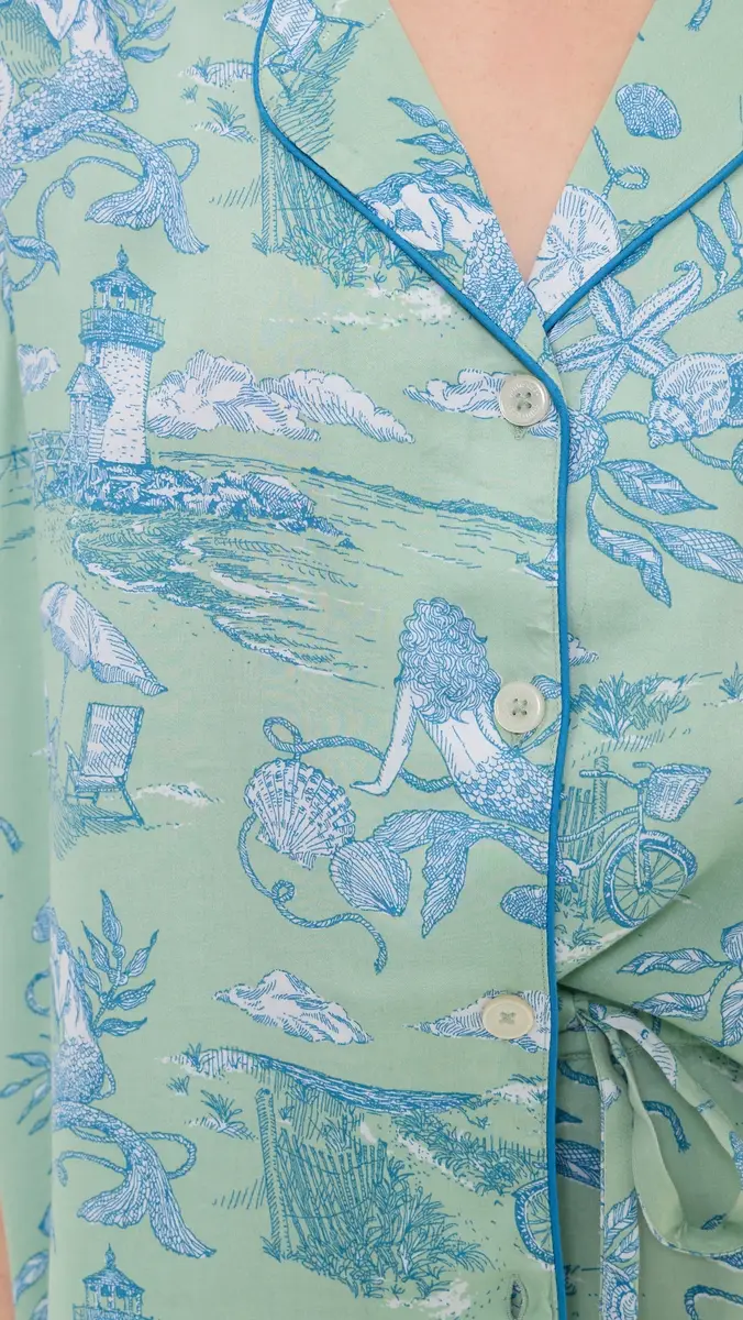 Printfresh Satin Ruffle Pajama Set ea Foam | Thumbnail 6 Printfresh Satin Ruffle Pajama Set ea Foam | Thumbnail 6