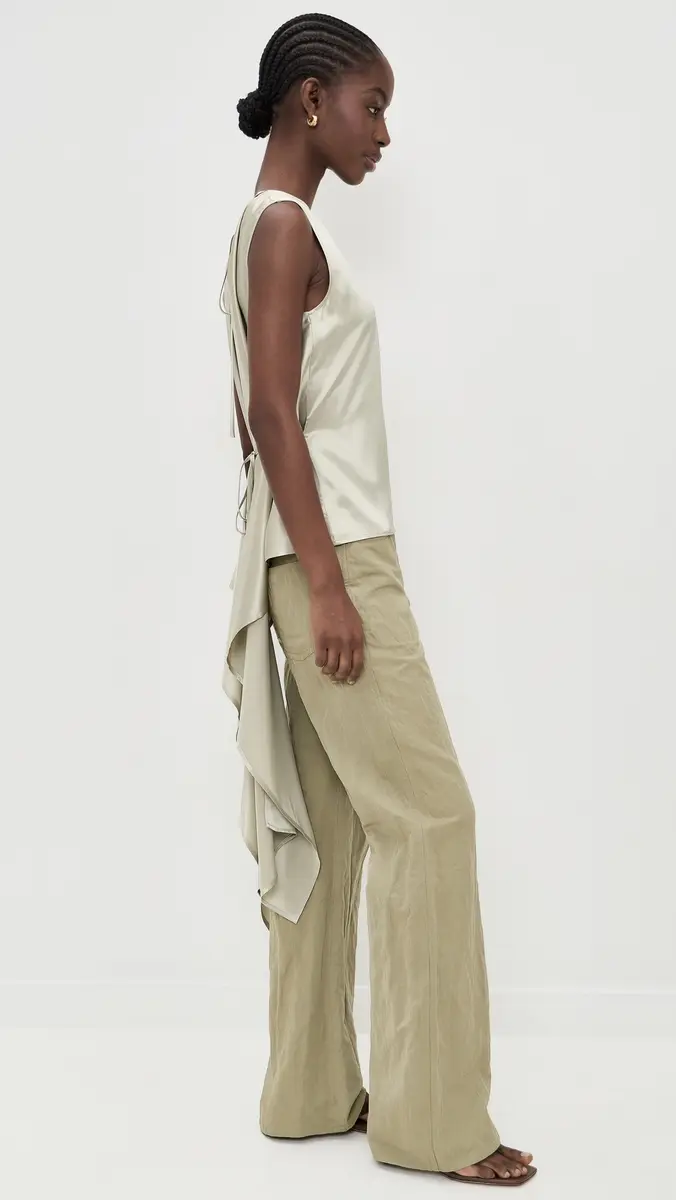 Helmut Lang Silk Scarf Draped Top Green Tea | Thumbnail 5 Helmut Lang Silk Scarf Draped Top Green Tea | Thumbnail 5