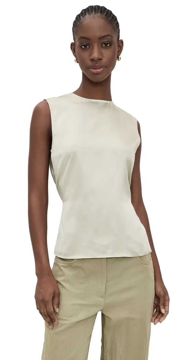 Helmut Lang Silk Scarf Draped Top Green Tea | Image 1 Helmut Lang Silk Scarf Draped Top Green Tea | Image 1