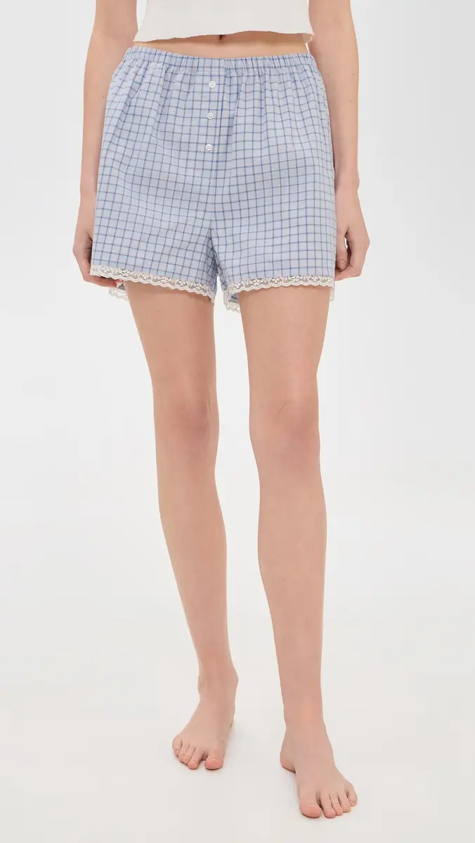 COUCOU The Boxer Shorts Blue Check | Thumbnail 2 COUCOU The Boxer Shorts Blue Check | Thumbnail 2