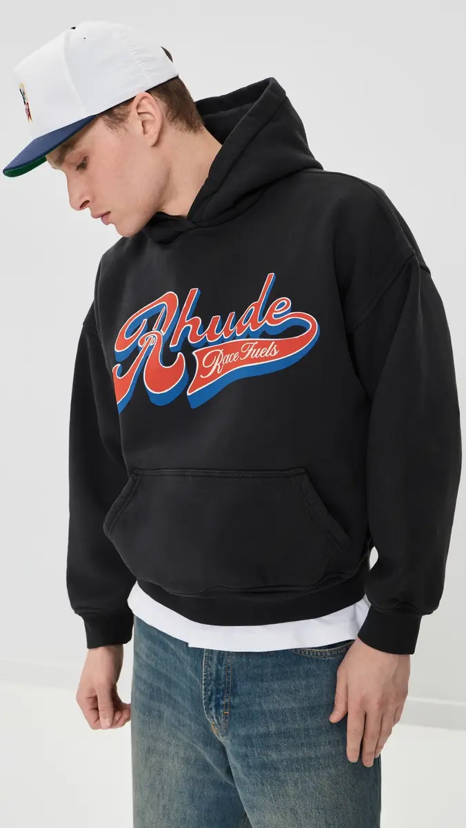 Rhude Pit Stop Hoodie Vintage Black/Red/Blue | Thumbnail 2