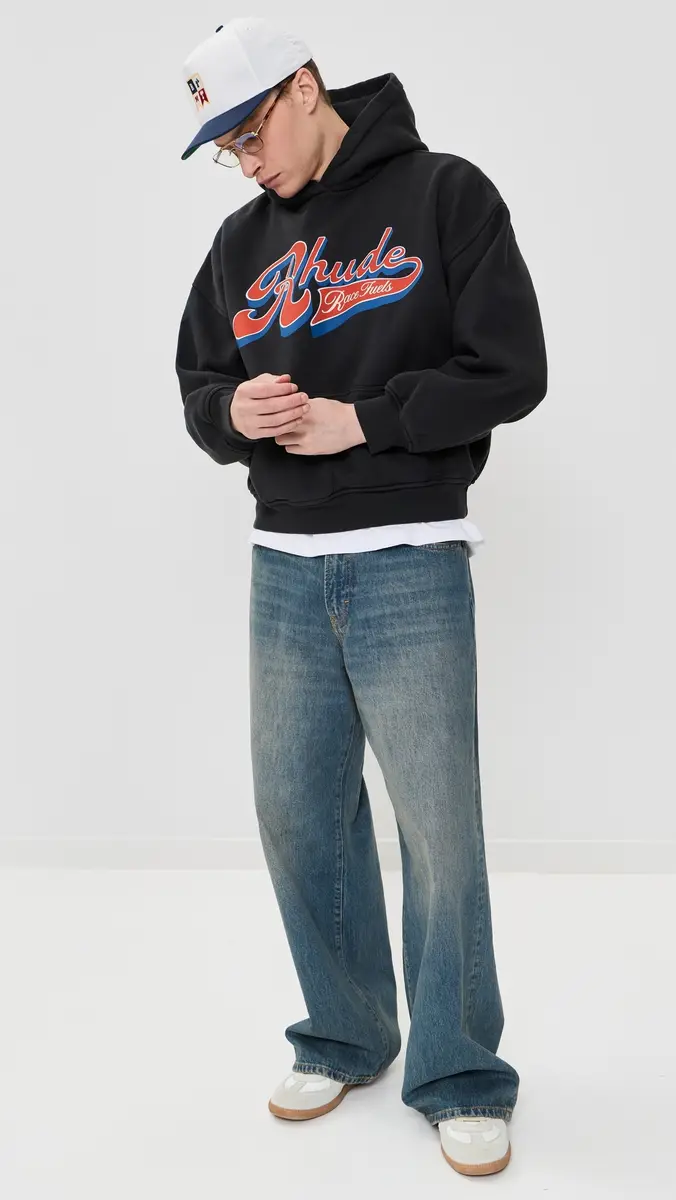 Rhude Pit Stop Hoodie Vintage Black/Red/Blue | Thumbnail 5