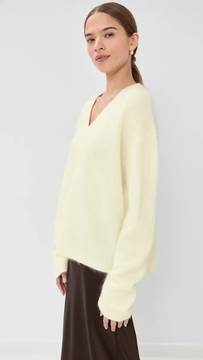 LISA YANG Margareta Cashmere Sweater Cream Brushed | Thumbnail 4