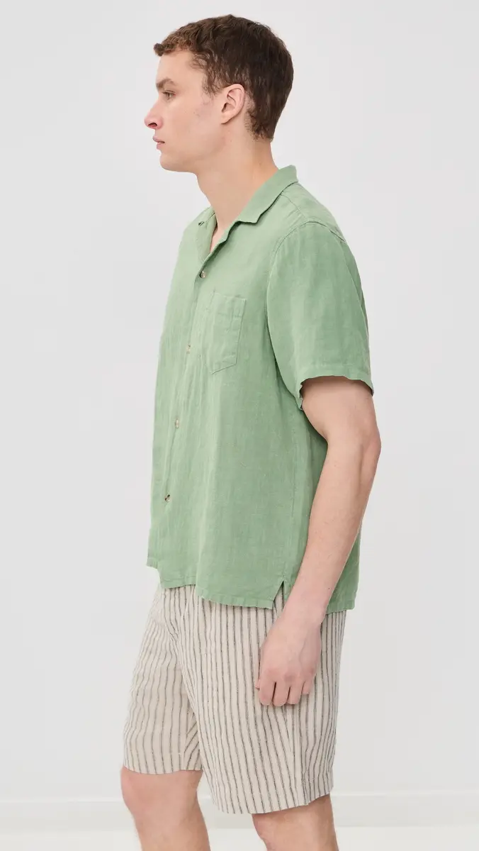 Bather Linen Camp Shirt Sage | Thumbnail 4