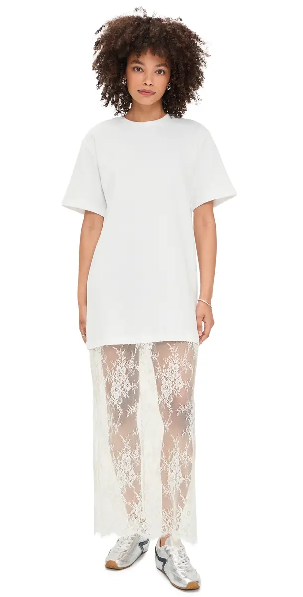 ixed Media T-Shirt Dress White ixed Media T-Shirt Dress White
