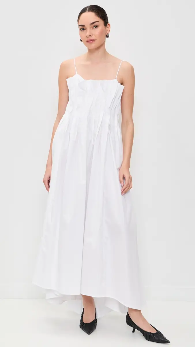 MARQUES ALMEIDA Cinched Pleated Midi Dress | Thumbnail 3