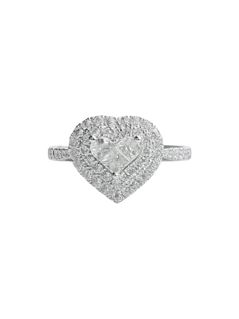 0.65ct Diamond 18K Gold Pave Heart Ring