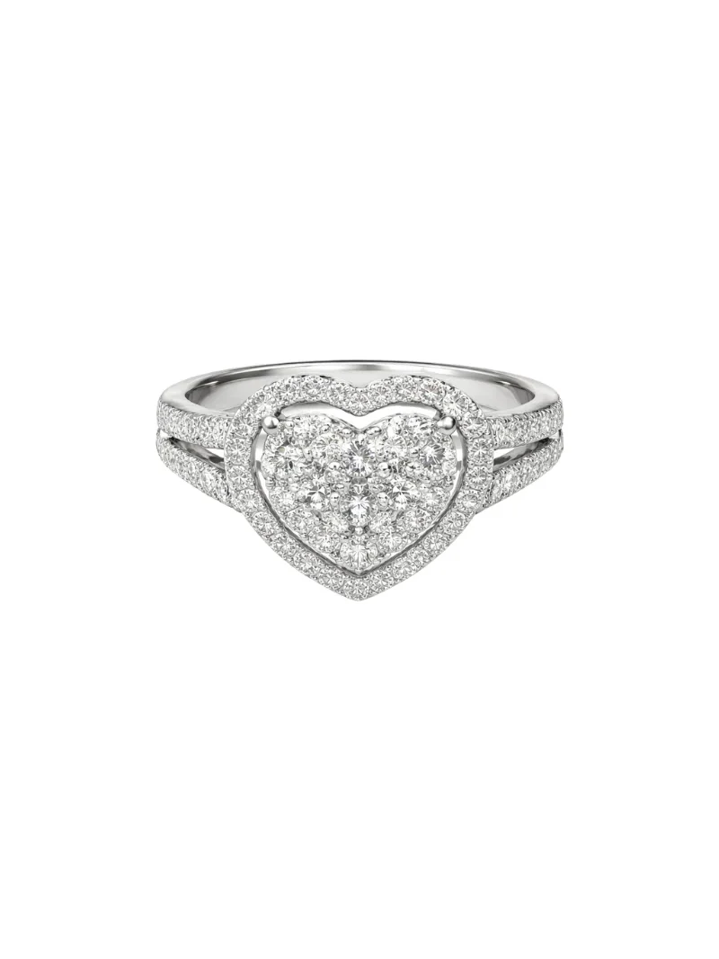 0.79ct Diamond 18K Gold Pave Heart Ring