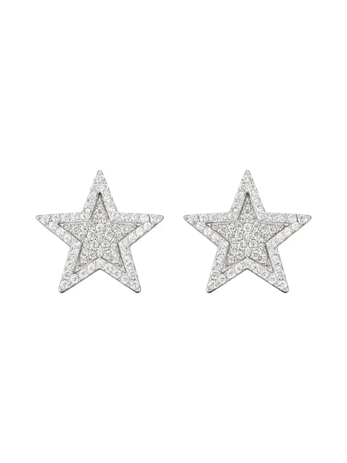 Wish Fine Jewelry 2.10ct Diamond 14K Gold Pave Star Earrings