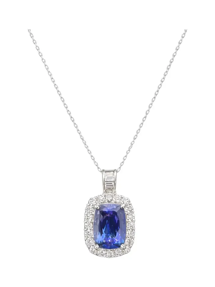 4.72ct Diamond Tanzanite Platinum Pendant Necklace