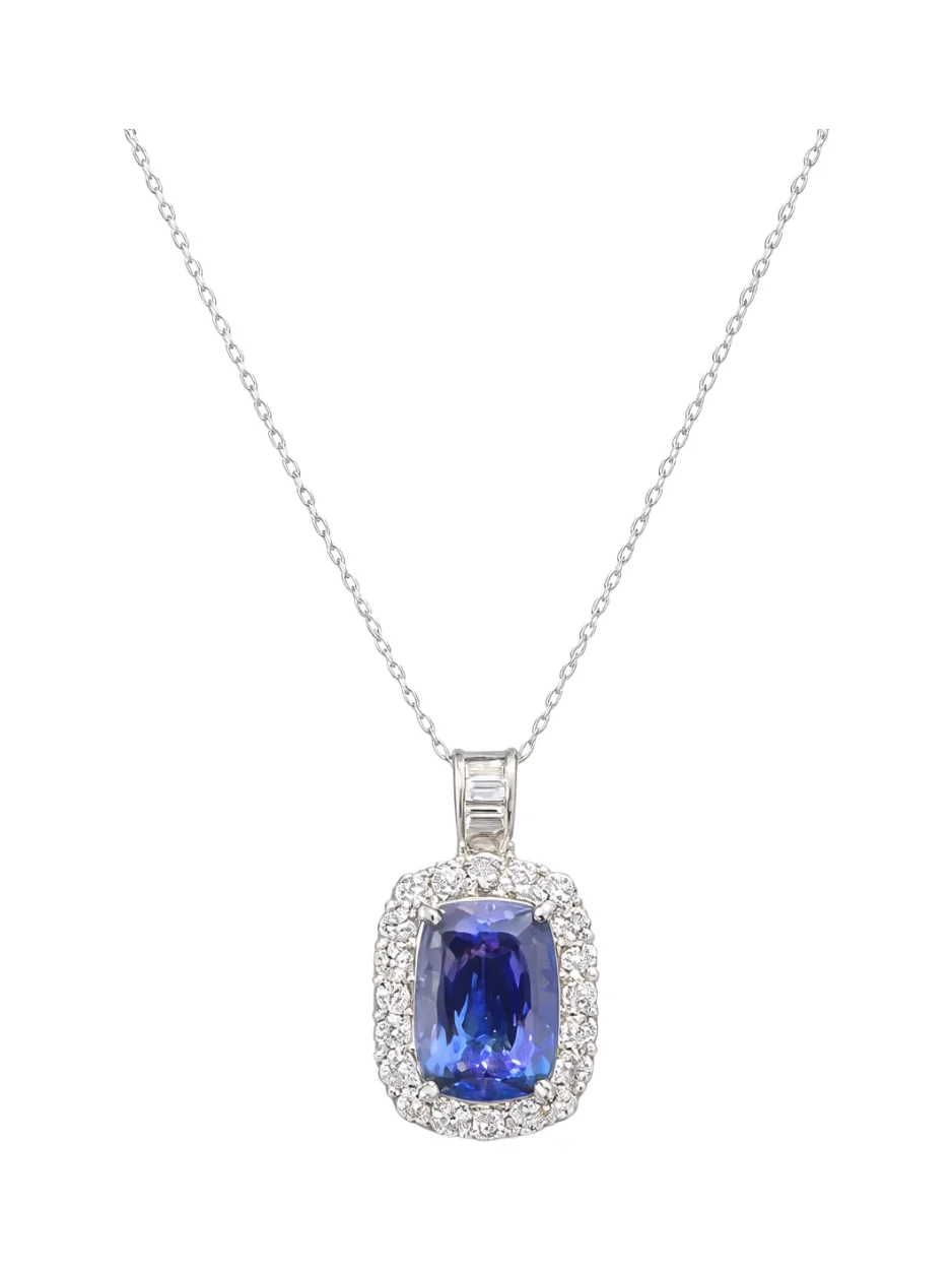 Wish Fine Jewelry 4.72ct Diamond Tanzanite Platinum Pendant Necklace