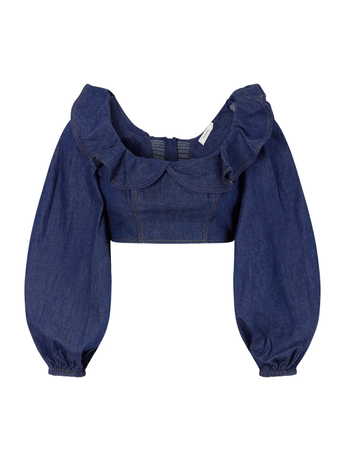 Aster Cotton-denim Frill Top Aster Cotton-denim Frill Top