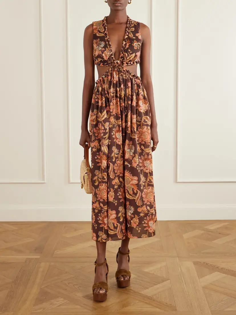 Zimmermann Aster Cut-out Printed Cotton Midi Dress | Thumbnail 2