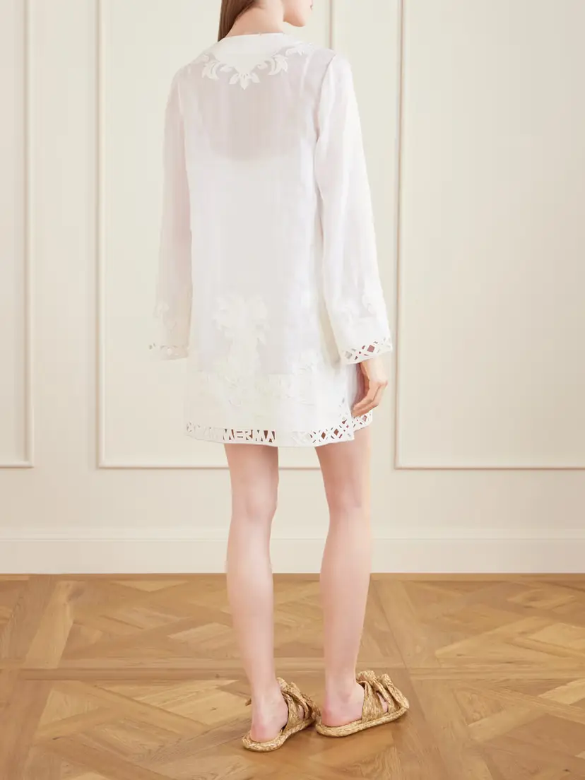 Zimmermann Indra Embroidered Ramie Mini Dress | Thumbnail 3