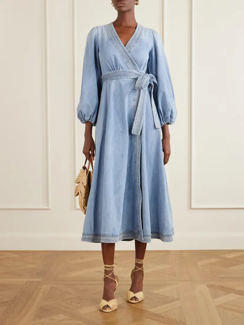 Zimmermann Indra Denim Midi Dress | Thumbnail 2 Zimmermann Indra Denim Midi Dress | Thumbnail 2