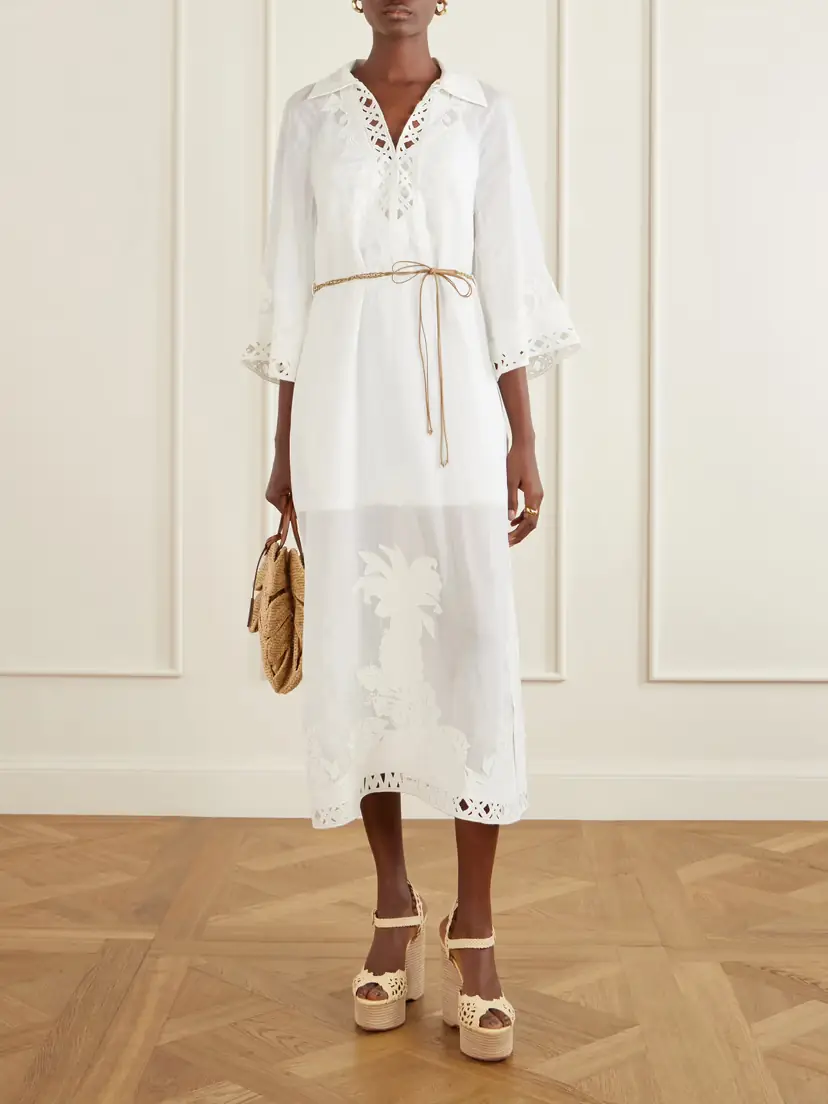 Zimmermann Indra Embroidered Belted Ramie Maxi Dress | Thumbnail 2 Zimmermann Indra Embroidered Belted Ramie Maxi Dress | Thumbnail 2