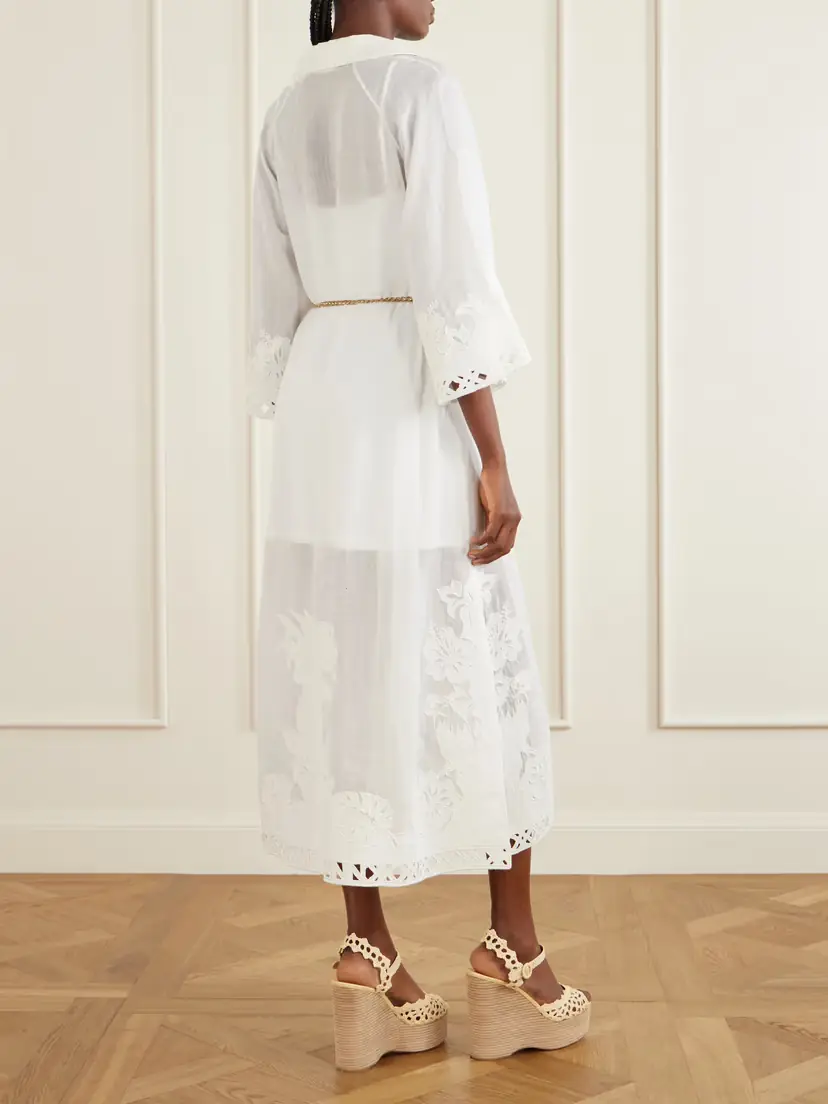 Zimmermann Indra Embroidered Belted Ramie Maxi Dress | Thumbnail 3 Zimmermann Indra Embroidered Belted Ramie Maxi Dress | Thumbnail 3