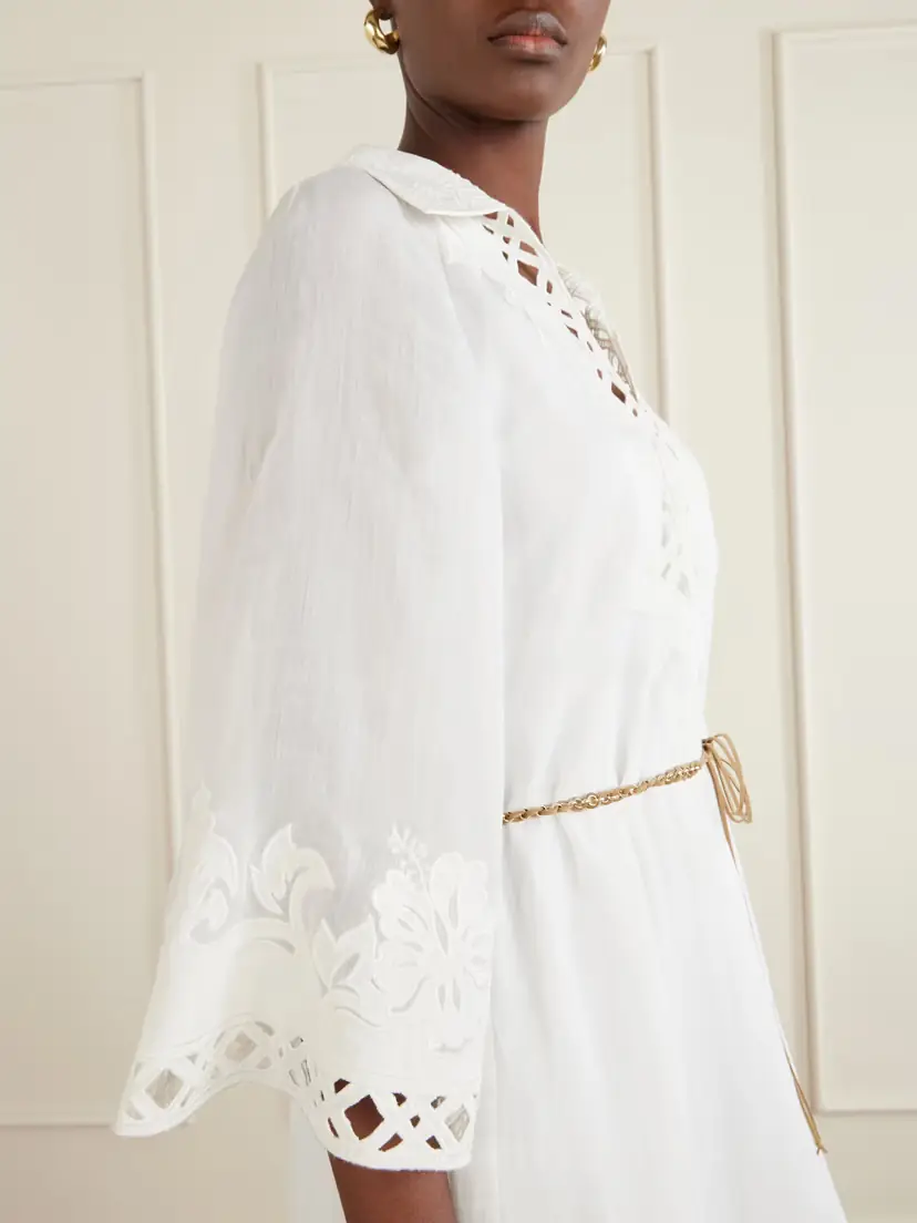 Zimmermann Indra Embroidered Belted Ramie Maxi Dress | Thumbnail 4 Zimmermann Indra Embroidered Belted Ramie Maxi Dress | Thumbnail 4