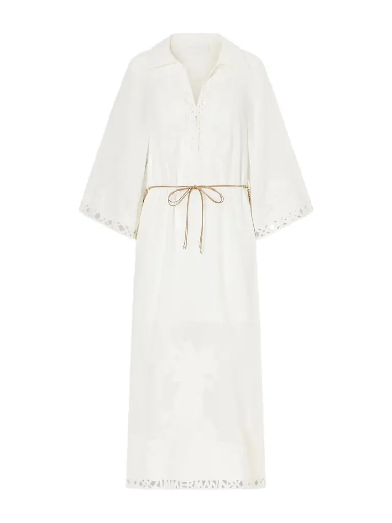 Zimmermann Indra Embroidered Belted Ramie Maxi Dress | Image 1 Zimmermann Indra Embroidered Belted Ramie Maxi Dress | Image 1