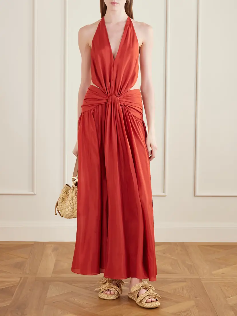 Zimmermann Indra Knotted Silk Halterneck Maxi Dress | Thumbnail 2 Zimmermann Indra Knotted Silk Halterneck Maxi Dress | Thumbnail 2