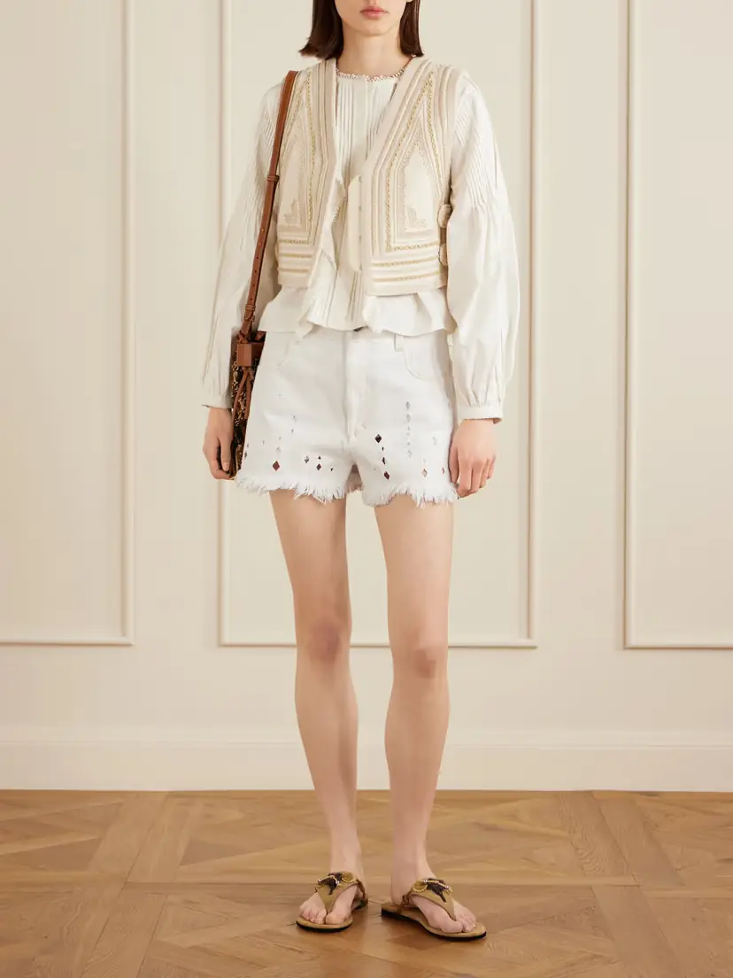Isabel Marant Aecia Embroidered Denim Shorts | Thumbnail 2