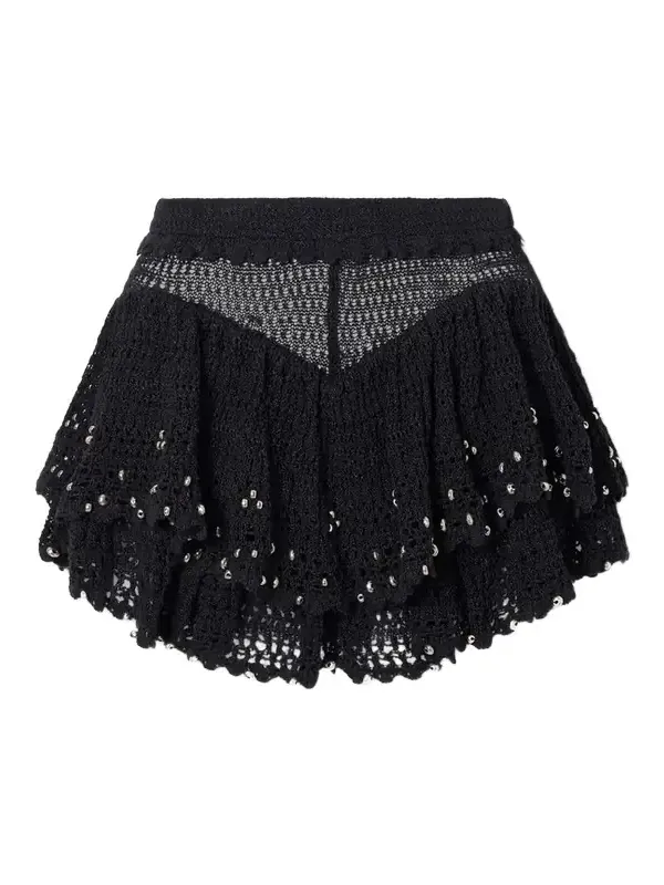 Metuanie Crochet-knit Embellished Cotton-blend Shorts
