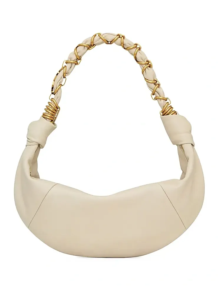 Women's Amalia Small Hobo Top Handle Bag in Lambskin - Blanc Vintage