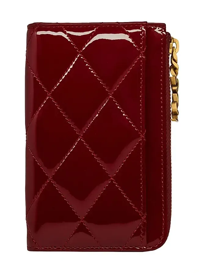 Women's Cassandre Bijou Zip Card Case in Patent Leather - Grenade Women's Cassandre Bijou Zip Card Case in Patent Leather - Grenade