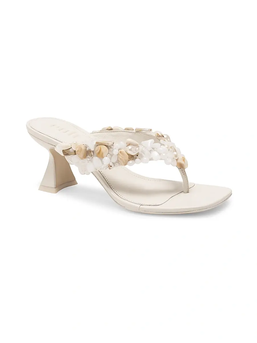 Cult Gaia Women's Abi 65MM Embellised Leather Thong Sandals | Thumbnail 2