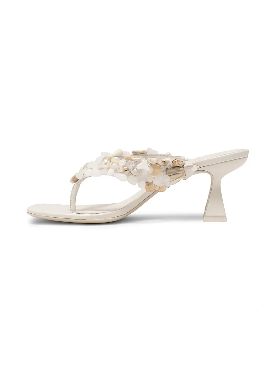 Cult Gaia Women's Abi 65MM Embellised Leather Thong Sandals | Thumbnail 4
