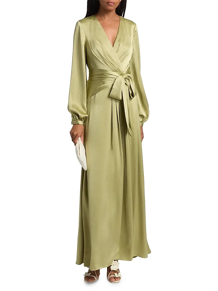 BADGLEY MISCHKA Women's Satin V-Neck Blouson Gown | Thumbnail 2 BADGLEY MISCHKA Women's Satin V-Neck Blouson Gown | Thumbnail 2